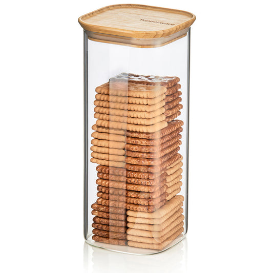 Glass & Bamboo 8-cup/1.9 L Storage Jar