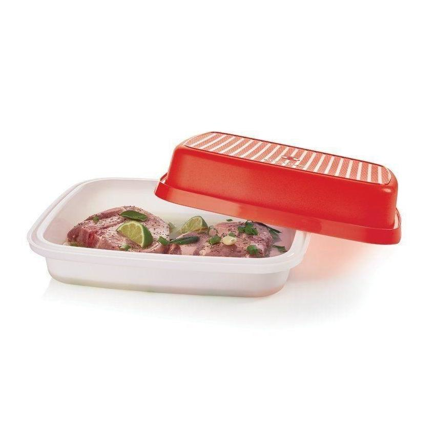 Tupperware Season - Serve Container with marinating meat with lime inside of container